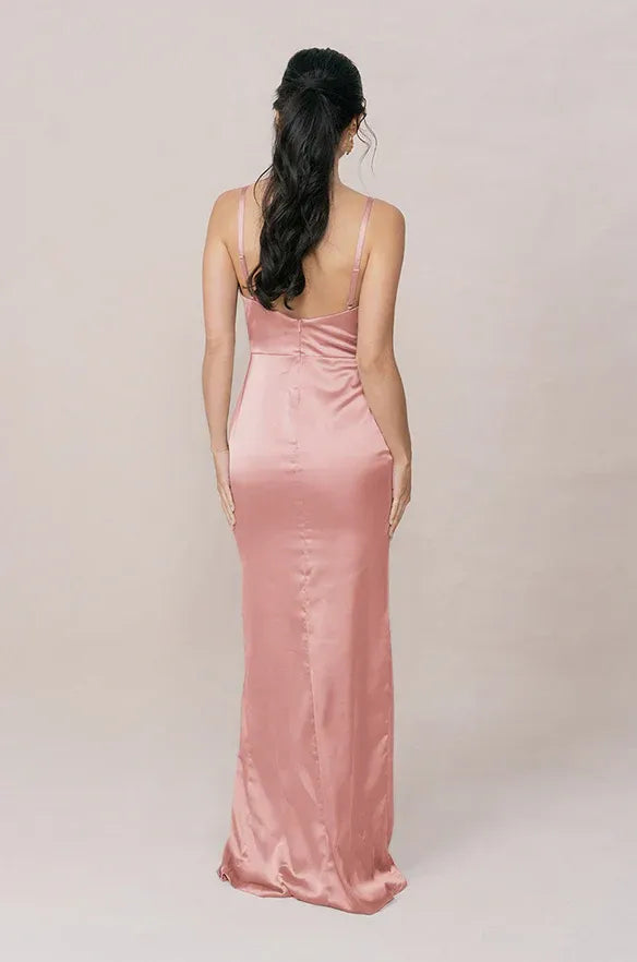 Mermaid V-Neck Satin High Slit Wedding Dress - Yihuiw by Yihuiw