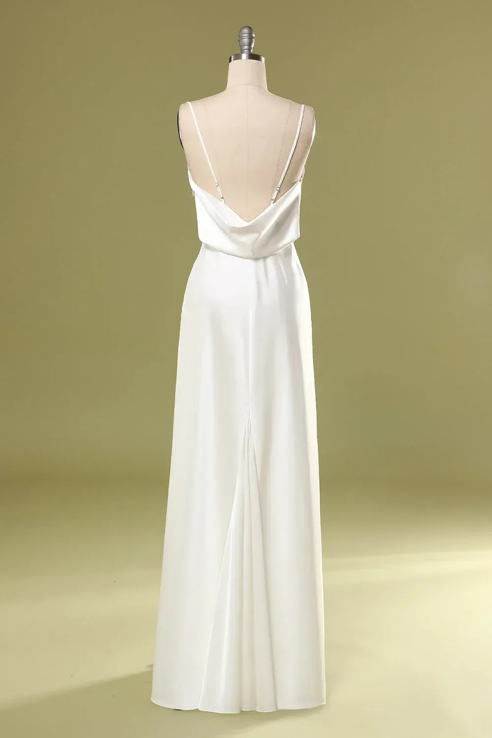 Mermaid Spaghetti Strap Satin High Slit Wedding Dress - Yihuiw by Yihuiw