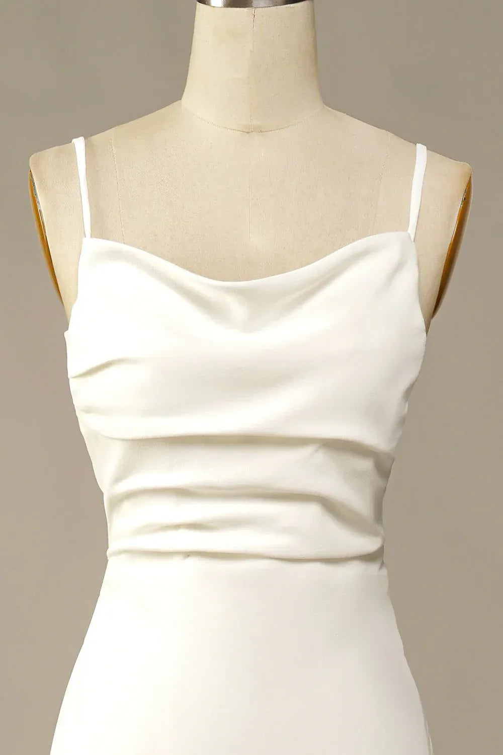 Mermaid Spaghetti Strap Satin Open Back Train Wedding Dress - Yihuiw by Yihuiw