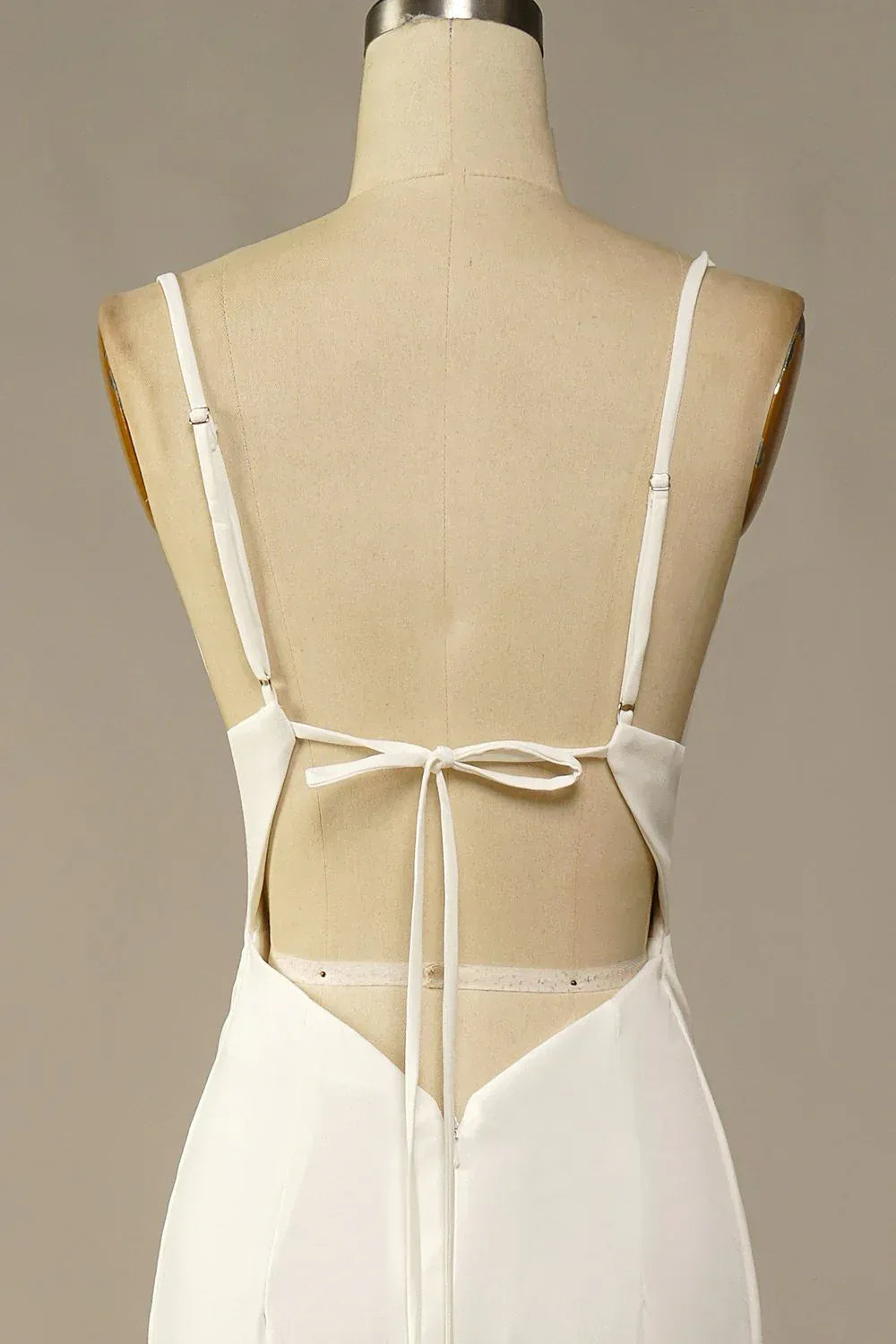 Mermaid Spaghetti Strap Satin Open Back Train Wedding Dress - Yihuiw by Yihuiw