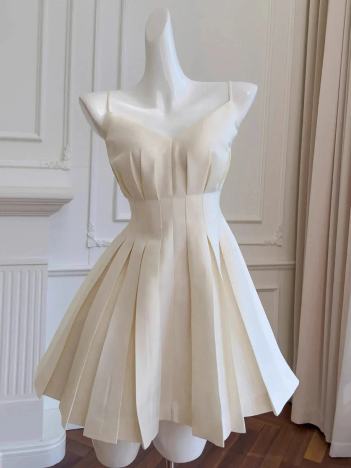 Aesthetic A Line Spaghetti Straps Satin Mini Formal Homecoming Dress Short Cocktail Outfits Graduation Dress Hoco Dress by YiHuiw