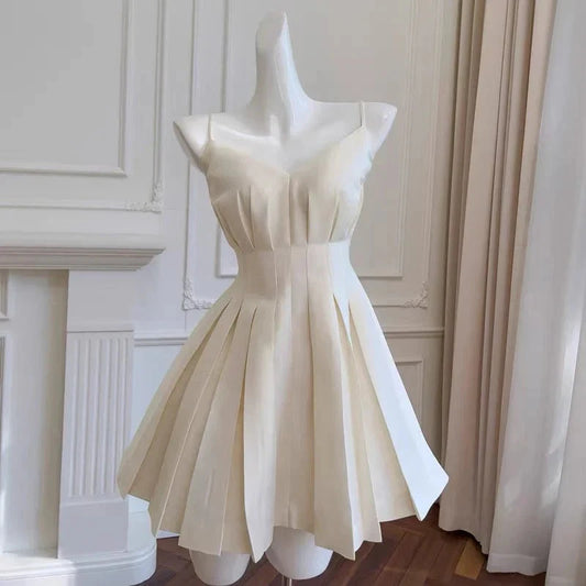 Aesthetic A Line Spaghetti Straps Satin Mini Formal Homecoming Dress Short Cocktail Outfits Graduation Dress Hoco Dress by YiHuiw