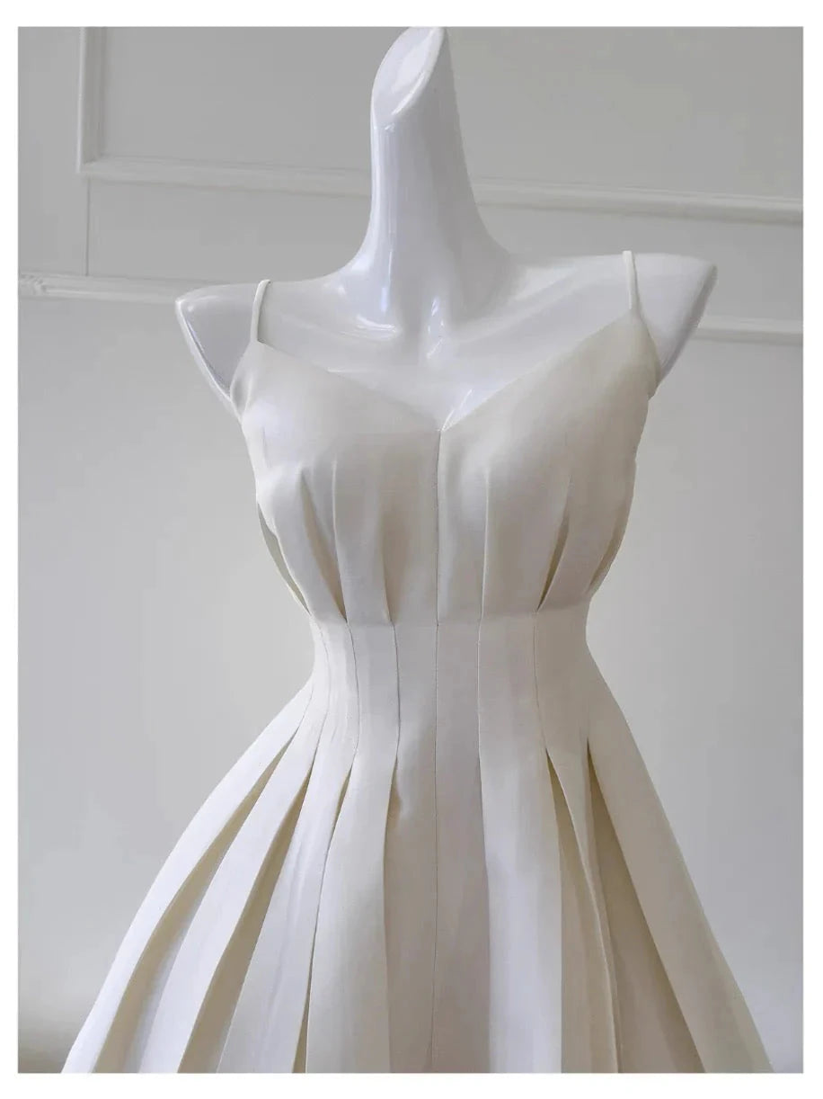 Aesthetic A Line Spaghetti Straps Satin Mini Formal Homecoming Dress Short Cocktail Outfits Graduation Dress Hoco Dress by YiHuiw