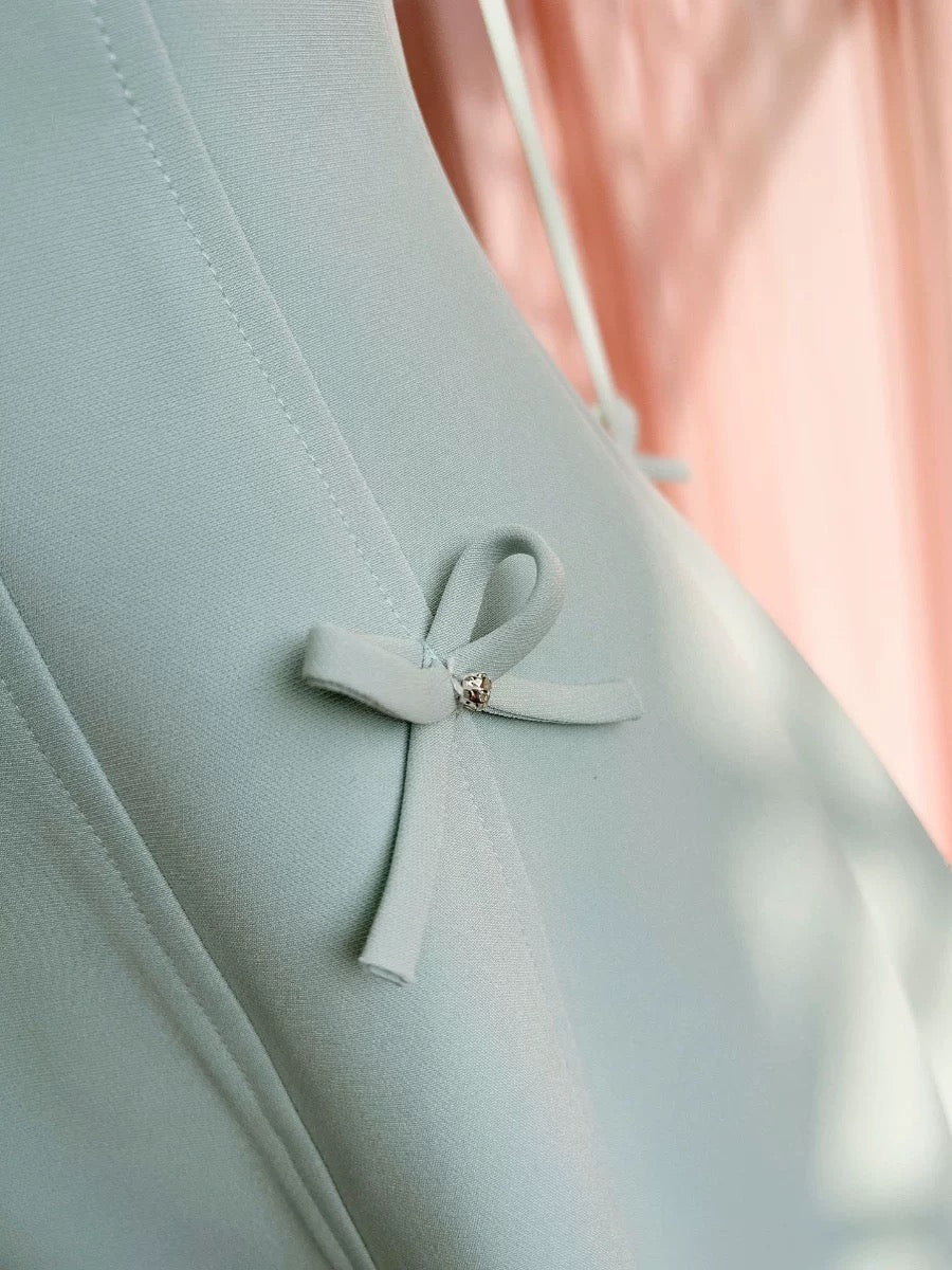 Aesthetic A line Spaghetti Straps Mint Green Formal Mini Homecoming Dress Middle School Short 17th Birthday Outfits Graduation Dress Hoco Dresses by YiHuiw