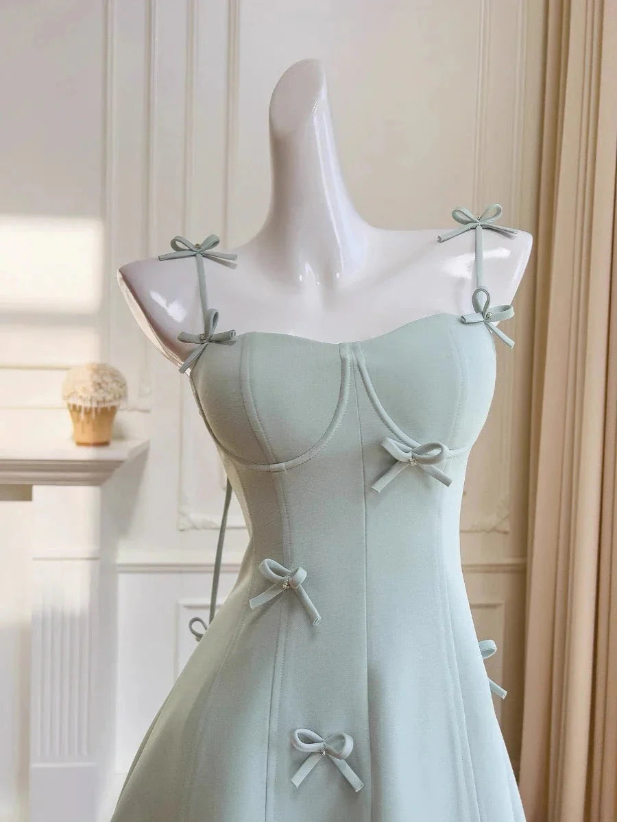 Aesthetic A line Spaghetti Straps Mint Green Formal Mini Homecoming Dress Middle School Short 17th Birthday Outfits Graduation Dress Hoco Dresses by YiHuiw