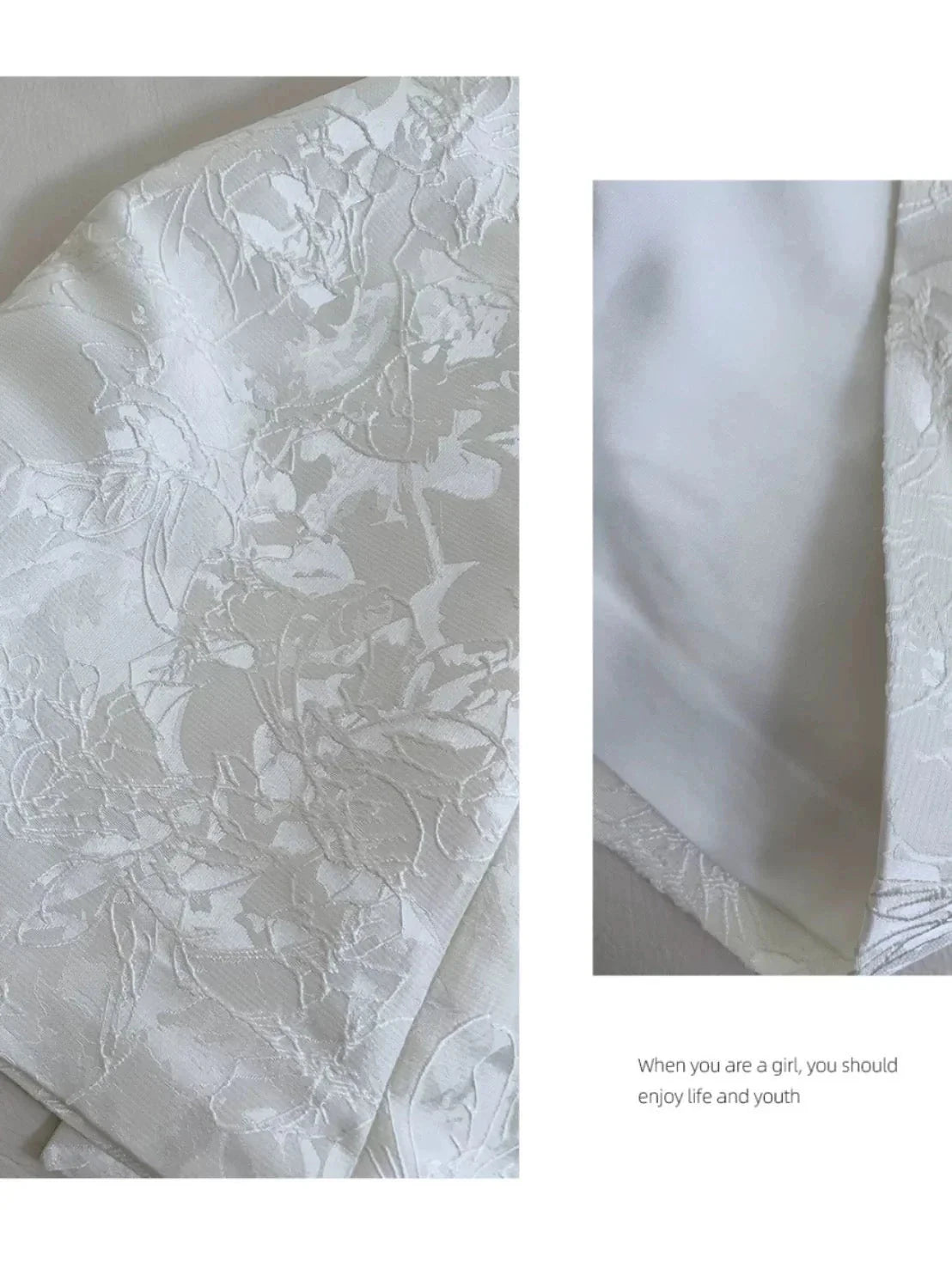 Aesthetic A line Spaghetti Straps White Floral Printed Pattern Formal Mini Homecoming Dress Short Cocktail Outfits Graduation Dress Hoco Dress by YiHuiw