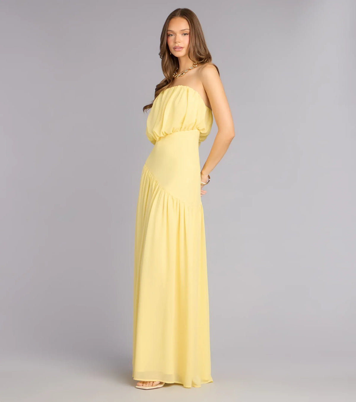 A-Line Strapless Asymmetric Floor-Length Wedding Dress - Yihuiw by Yihuiw