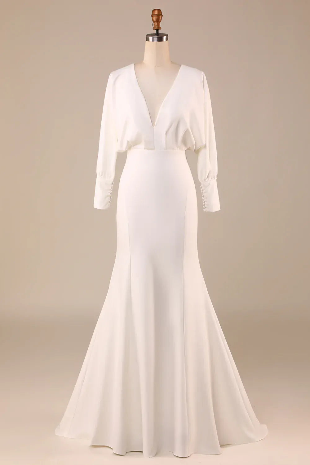 Mermaid Crepe Train Wedding Dress - Yihuiw by Yihuiw