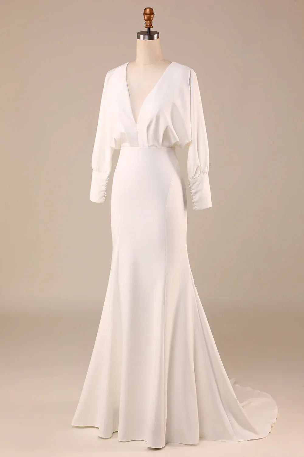 Mermaid Crepe Train Wedding Dress - Yihuiw by Yihuiw