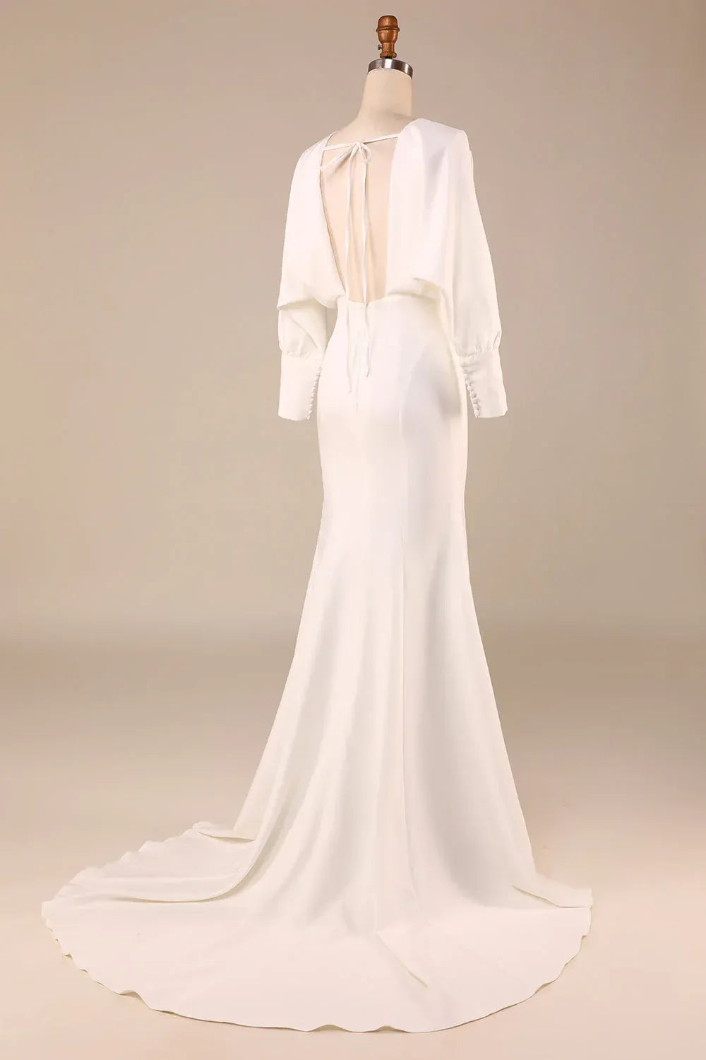 Mermaid Crepe Train Wedding Dress - Yihuiw by Yihuiw