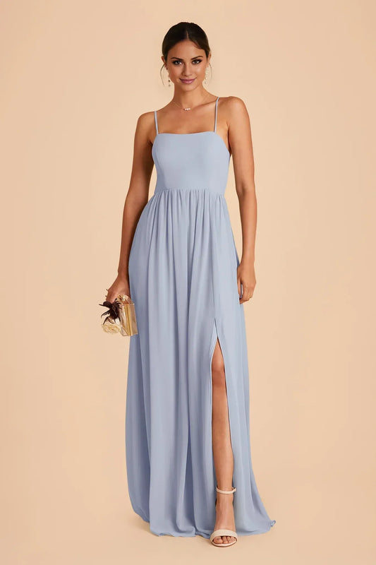 Empire Waist Spaghetti Strap Open Back Floor-Length Wedding Dress - Yihuiw by Yihuiw