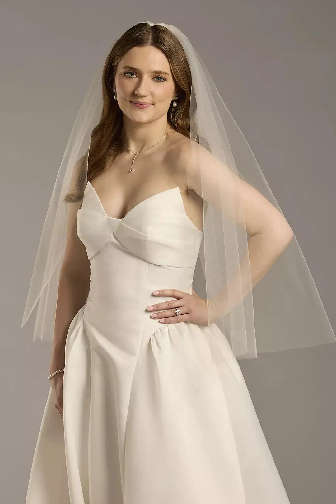 Airy Three-Tiered Chapel Length Plain Tulle Bridal Veil by YiHuiw