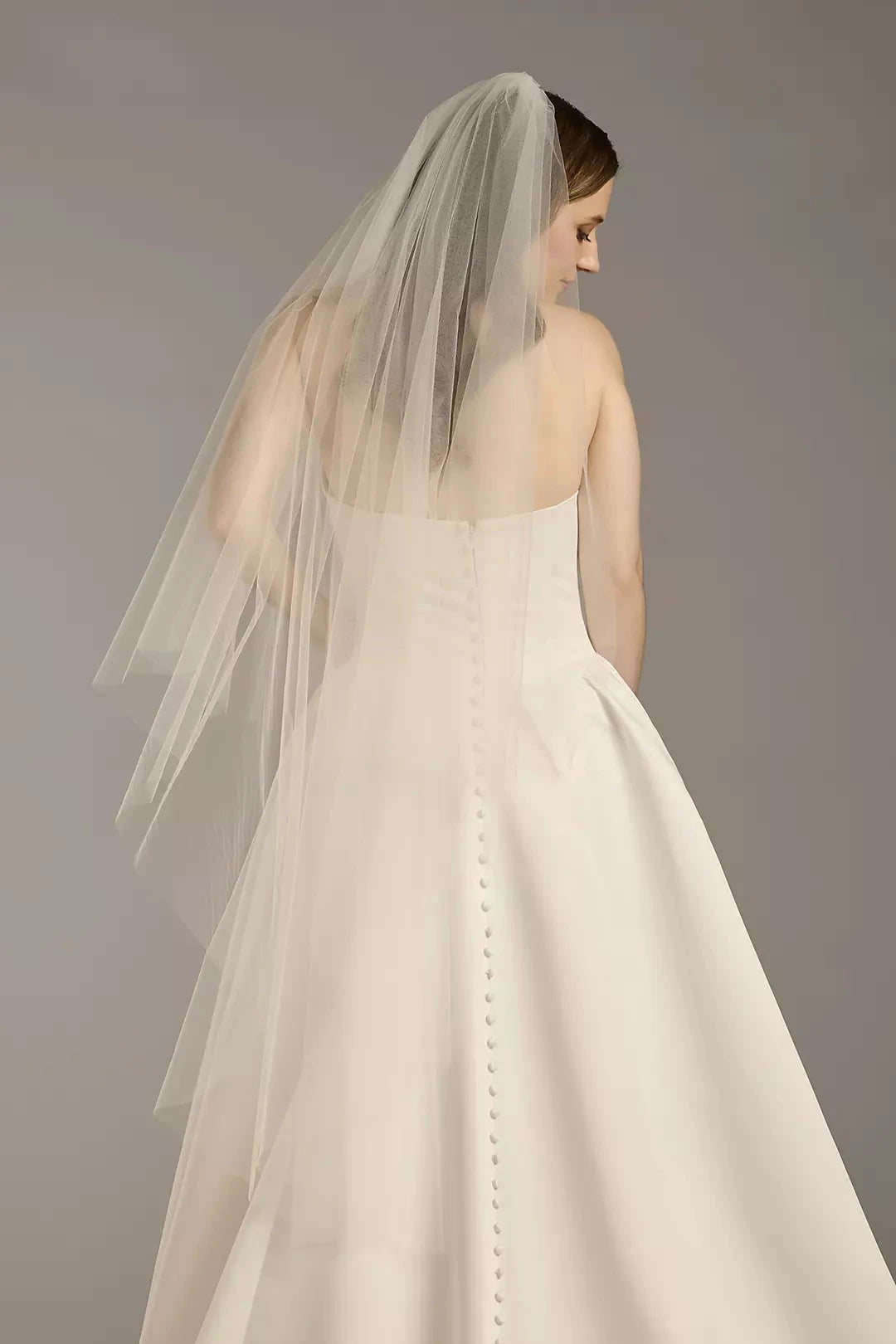 Airy Three-Tiered Chapel Length Plain Tulle Bridal Veil by YiHuiw