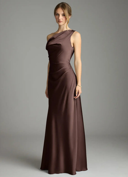 Mermaid Off-Shoulder Satin Asymmetric Floor-Length Wedding Dress - Yihuiw by Yihuiw