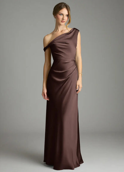 Mermaid Off-Shoulder Satin Asymmetric Floor-Length Wedding Dress - Yihuiw by Yihuiw