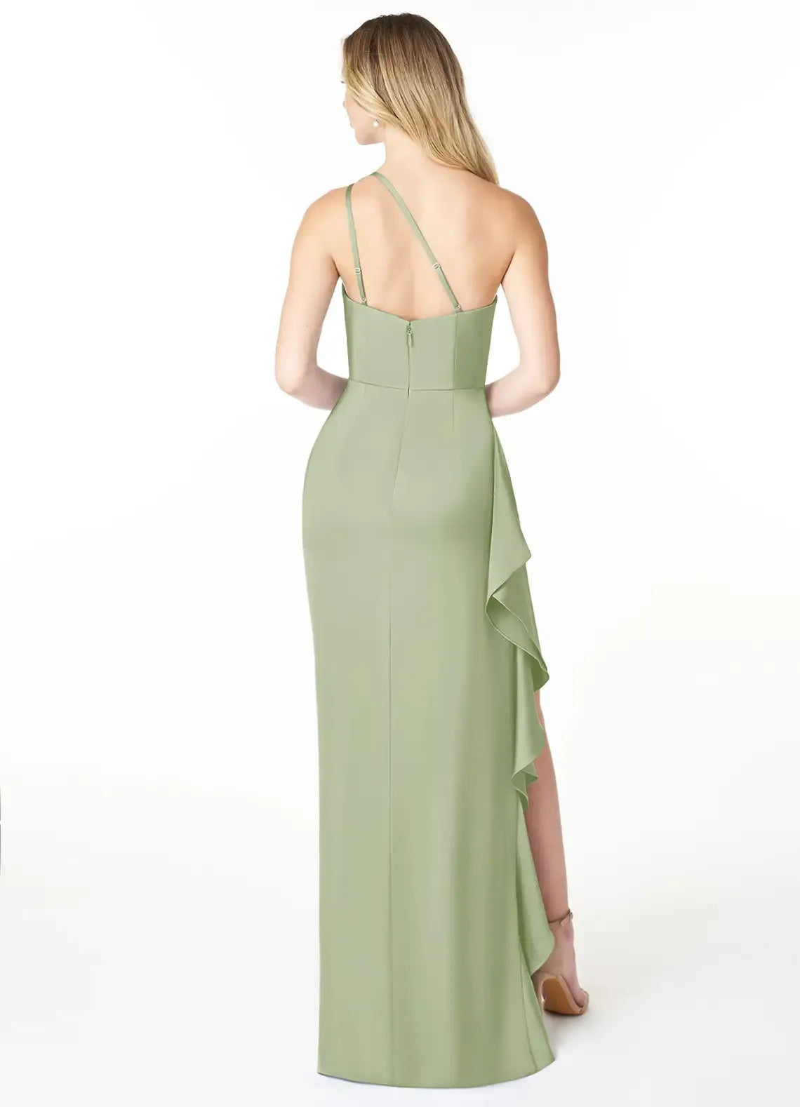 Mermaid One-Shoulder Satin High Slit Wedding Dress - Yihuiw by Yihuiw