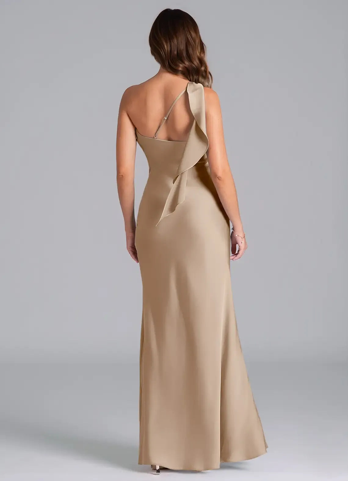 Mermaid One-Shoulder Satin Ruffled Wedding Dress - Yihuiw by Yihuiw