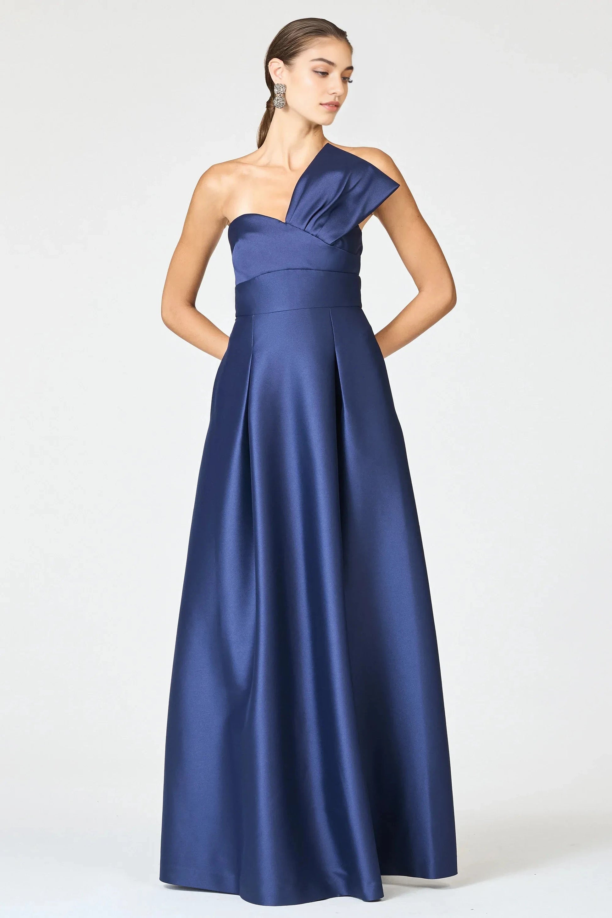 Asymmetrical A Line One Shoulder Sleeveless Zipper Back Floor Length For Sale Evening Dress by YiHuiw