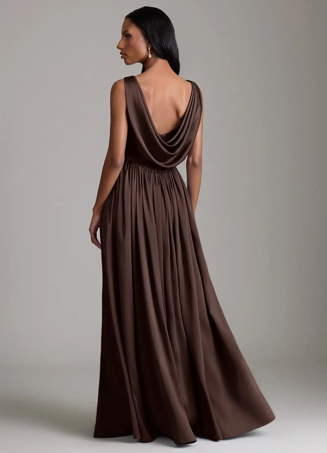 Cowl Neck Lace-Up Back High Slit Floor-Length Wedding Dress - Yihuiw by Yihuiw