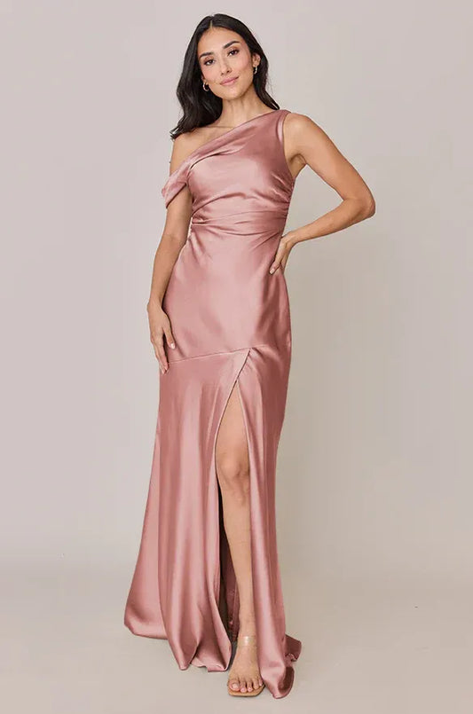 Mermaid Off-Shoulder Satin High Slit Wedding Dress - Yihuiw by Yihuiw