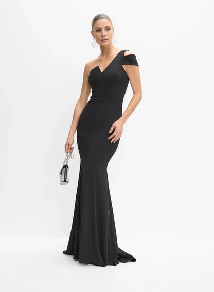 Asymmetrical One-Shoulder Neck Sleeveless Back Zip Mermaid Floor-Length Evening Dress by YiHuiw