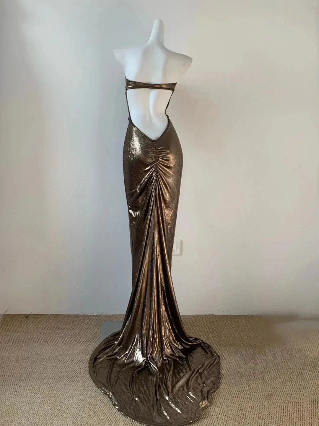 Backless Sexy Mermaid Slim Ball Gown Evening Gown Prom Dress Birthday Party Dress simple gentle atmospheric and unique desi Bring summer colors to enhance whiteness by YiHuiw