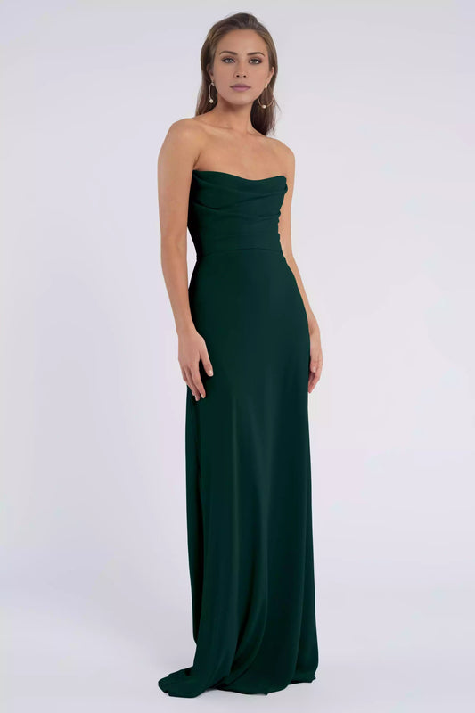 Beautiful scarf neckline, hanging tight corset, tight diagonal cut skirt, fully lined Bridesmaid Dresses