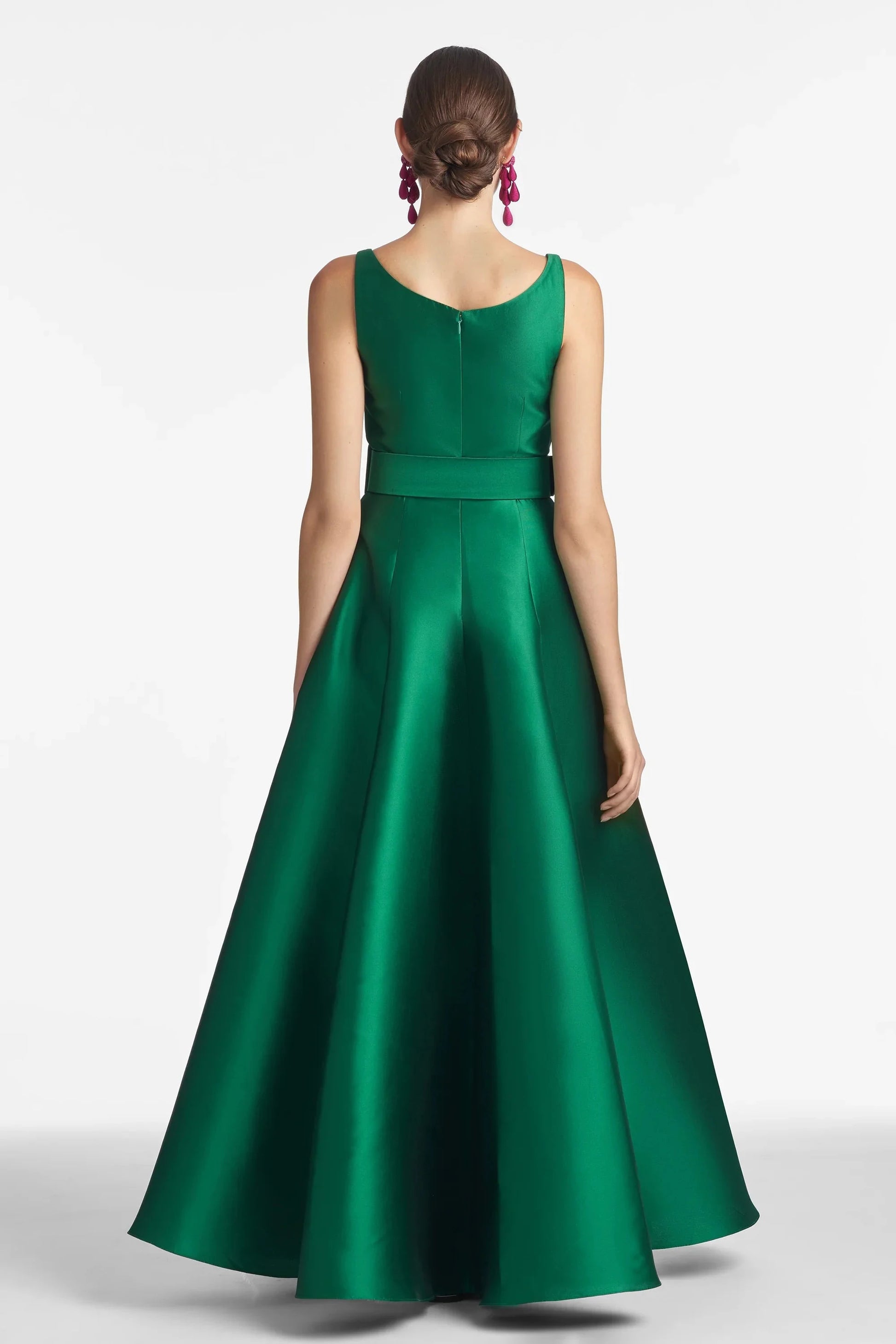 Belted A Line Square Neck Sleeveless Zipper Back Floor Length Hot Sale Evening Dress by YiHuiw