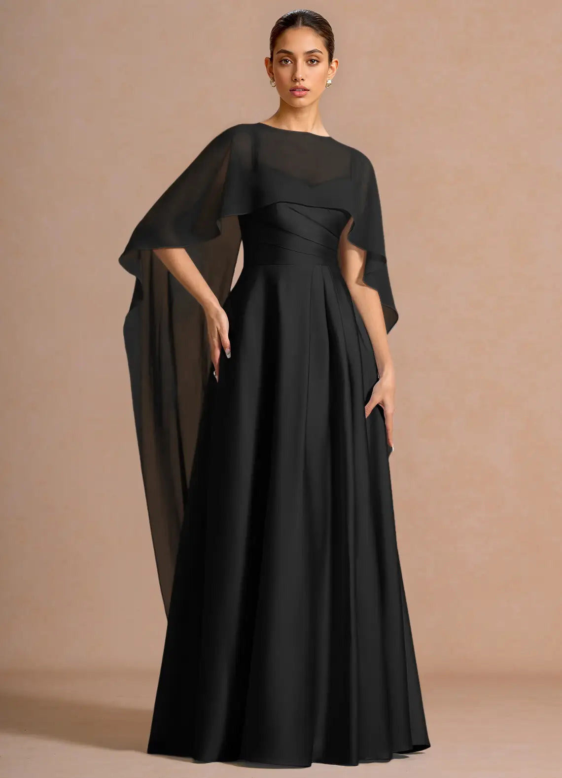 Black A-Line Sweetheart Chiffon Floor-Length Wedding Dress - Yihuiw by Yihuiw