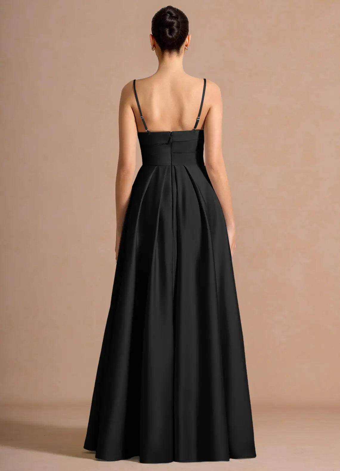 Black A-Line Sweetheart Chiffon Floor-Length Wedding Dress - Yihuiw by Yihuiw