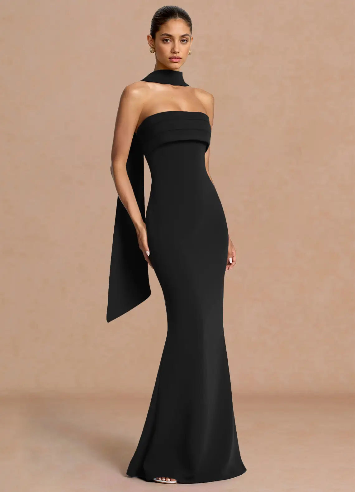 Black Mermaid Strapless Floor-Length Wedding Dress - Yihuiw by Yihuiw
