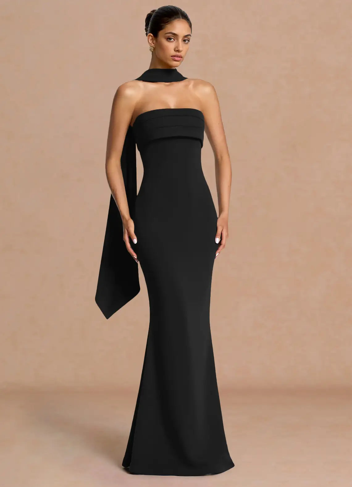 Black Mermaid Strapless Floor-Length Wedding Dress - Yihuiw by Yihuiw