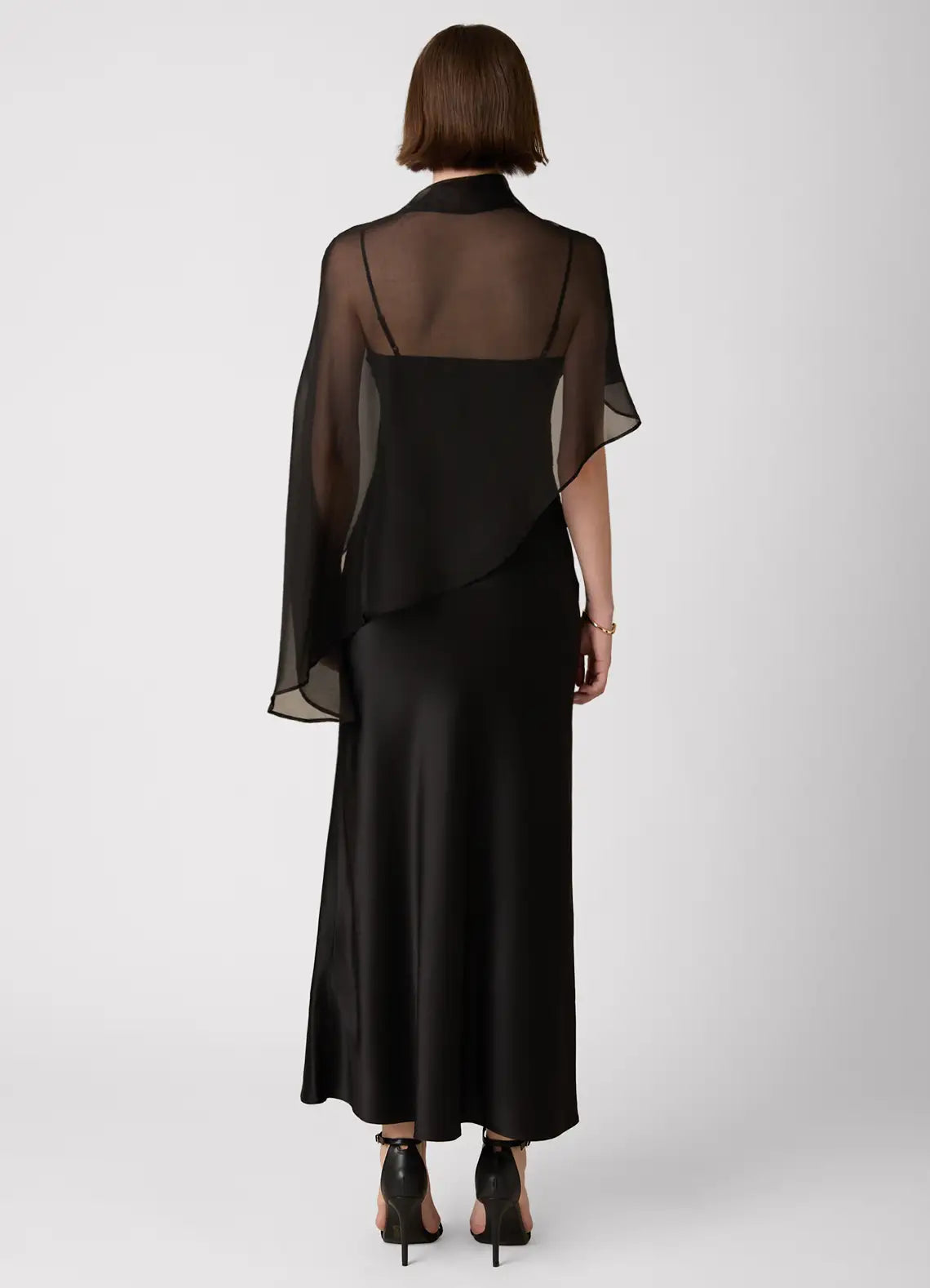 Black Spaghetti Strap Satin Midi Wedding Dress - Yihuiw by Yihuiw