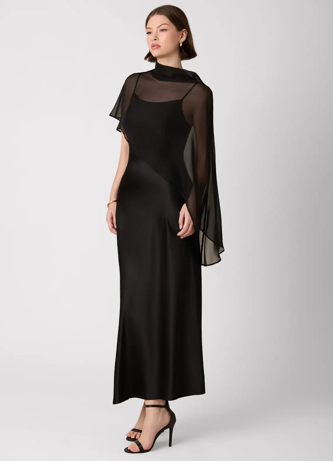 Black Spaghetti Strap Satin Midi Wedding Dress - Yihuiw by Yihuiw