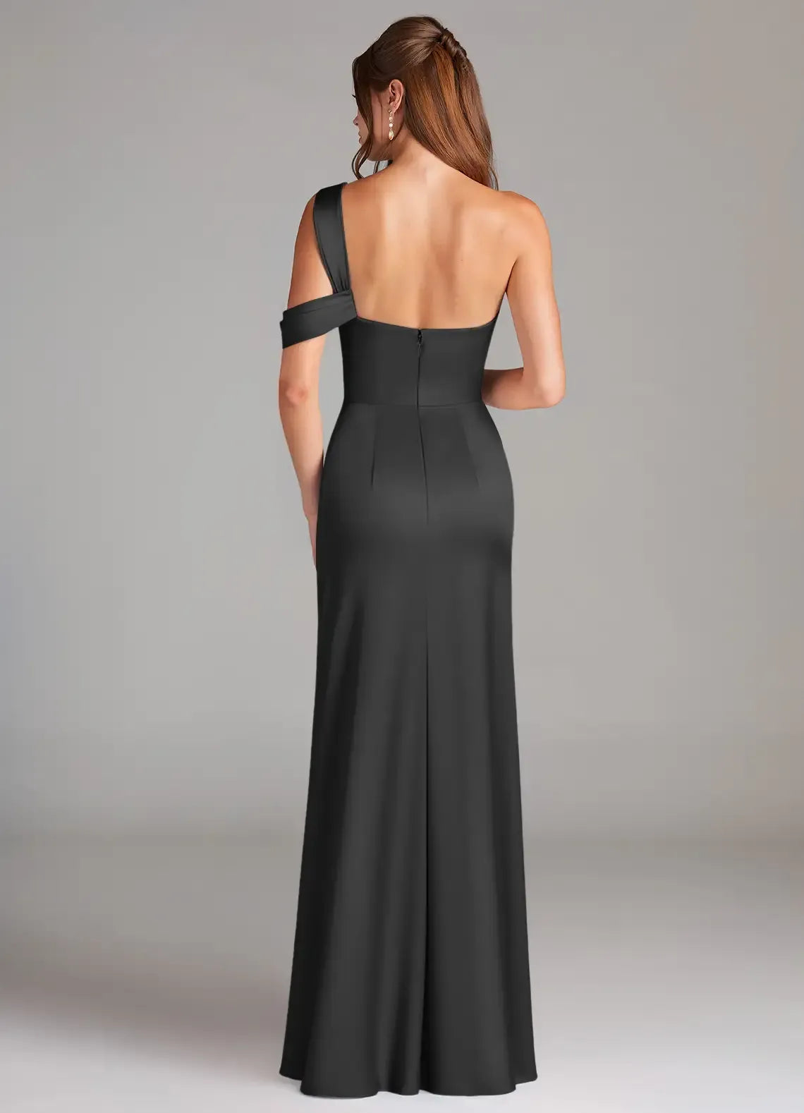 Black Mermaid One-Shoulder High Slit Floor-Length Wedding Dress - Yihuiw by Yihuiw
