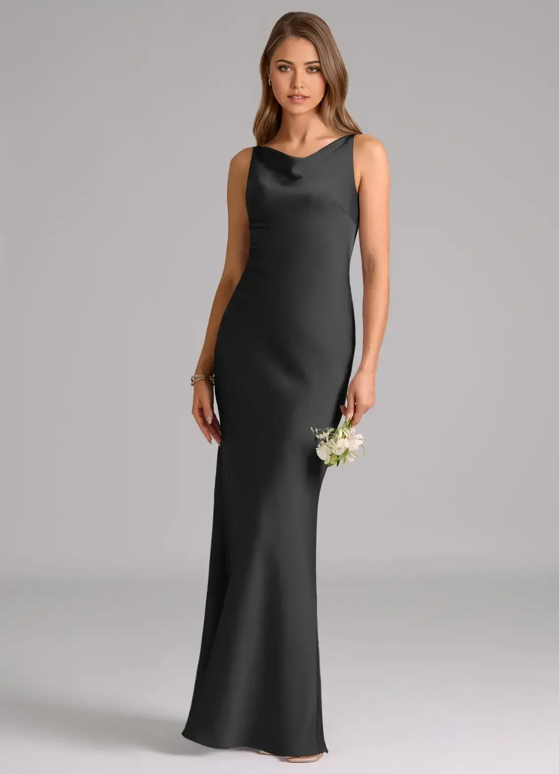 Black Mermaid Sleeveless Floor-Length Wedding Dress - Yihuiw by Yihuiw