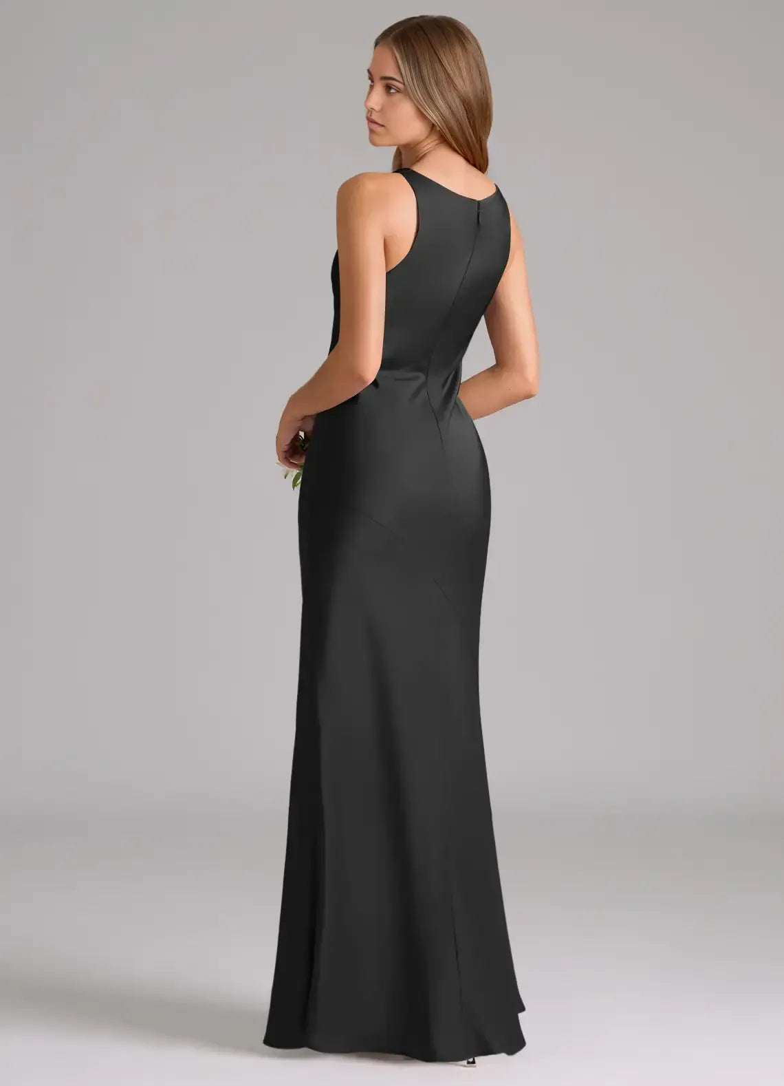 Black Mermaid Sleeveless Floor-Length Wedding Dress - Yihuiw by Yihuiw