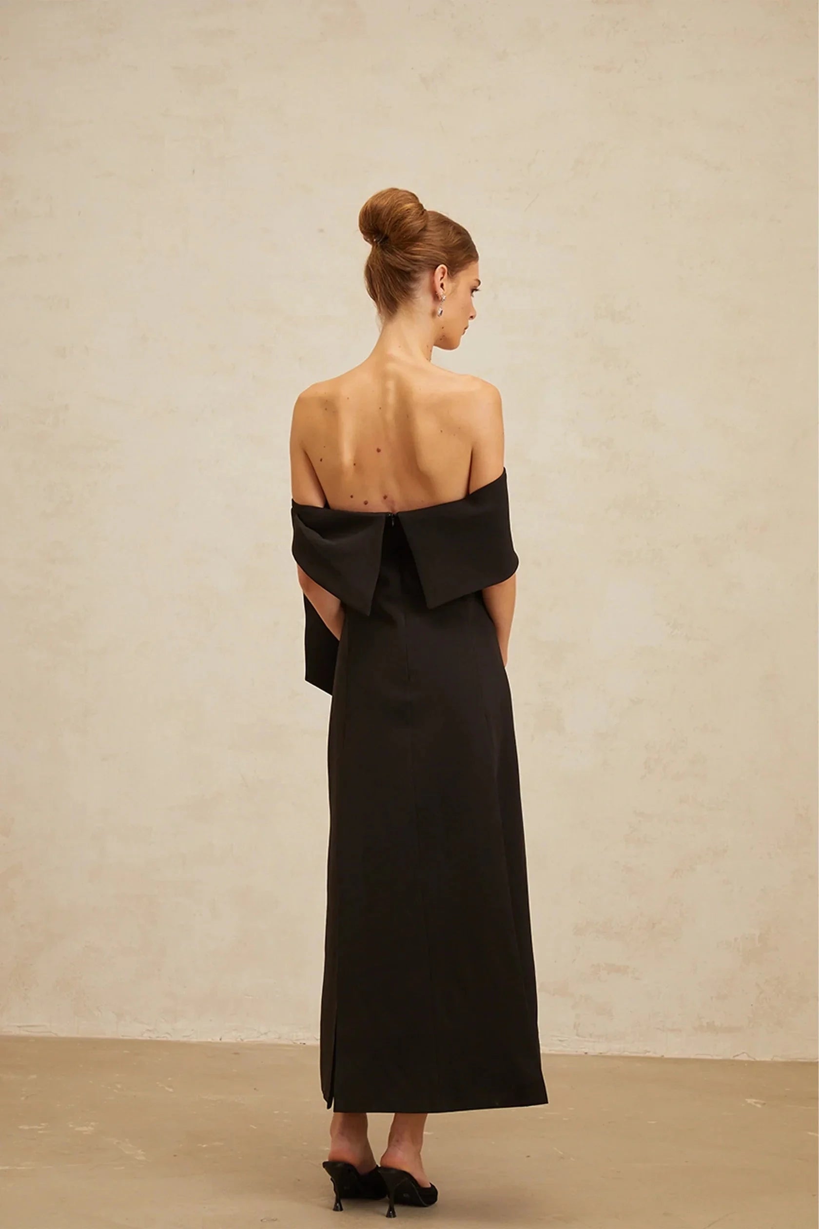 Black Off - Shoulder Bow - Detail Evening Gown Black Off-Shoulder Bowknot Maxi Dress Evening Dress by YiHuiw