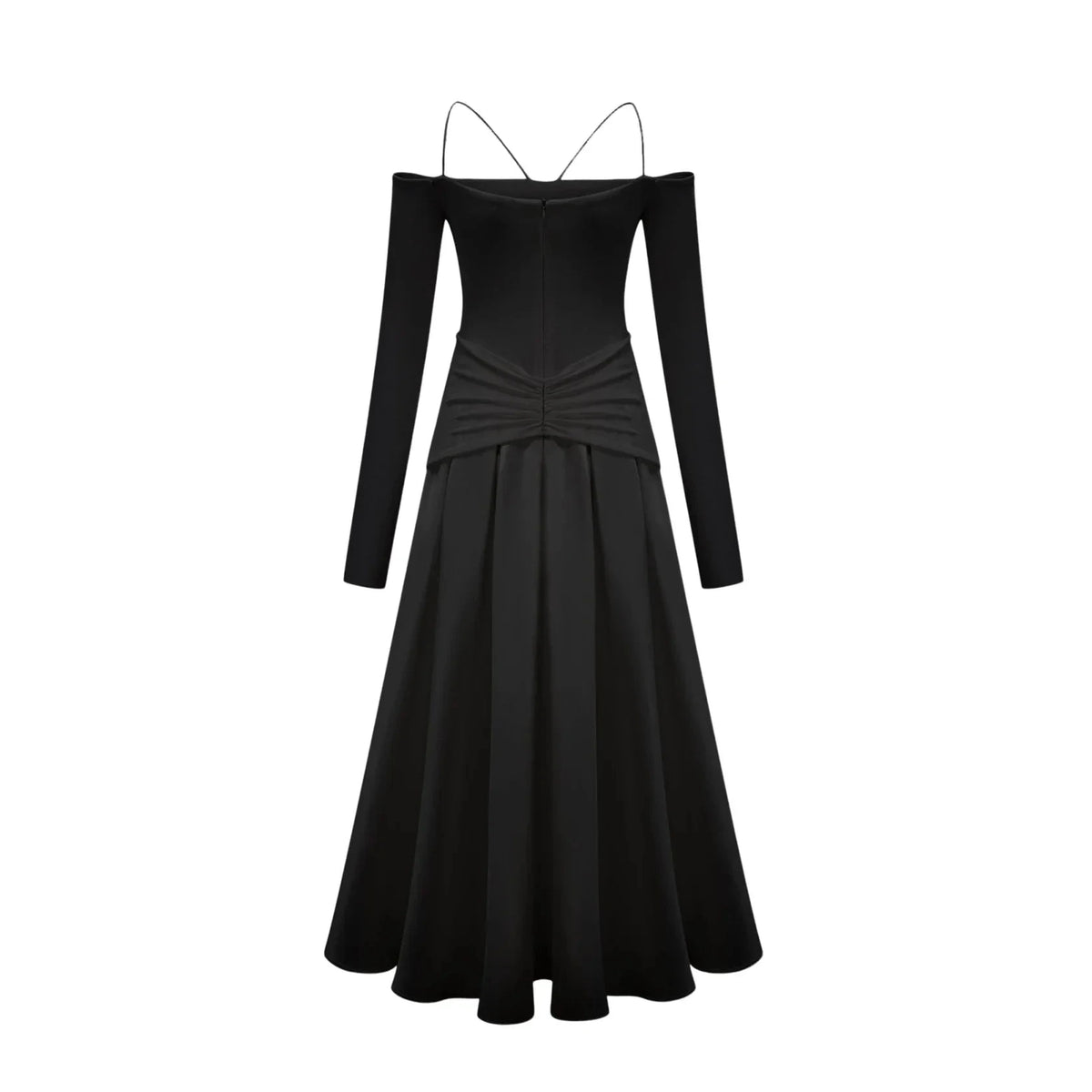 Black Off - Shoulder Maxi Dress with Gold Embellishments Nadine off-shoulder panelled maxi dress in Black Evening Dress by YiHuiw