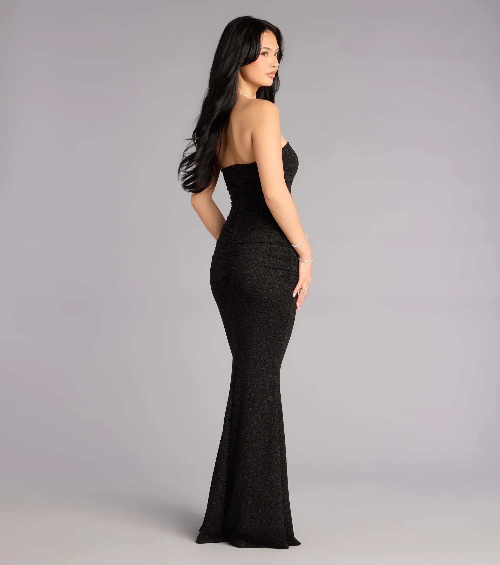 Black Mermaid Off-Shoulder High Slit Floor-Length Wedding Dress - Yihuiw by Yihuiw