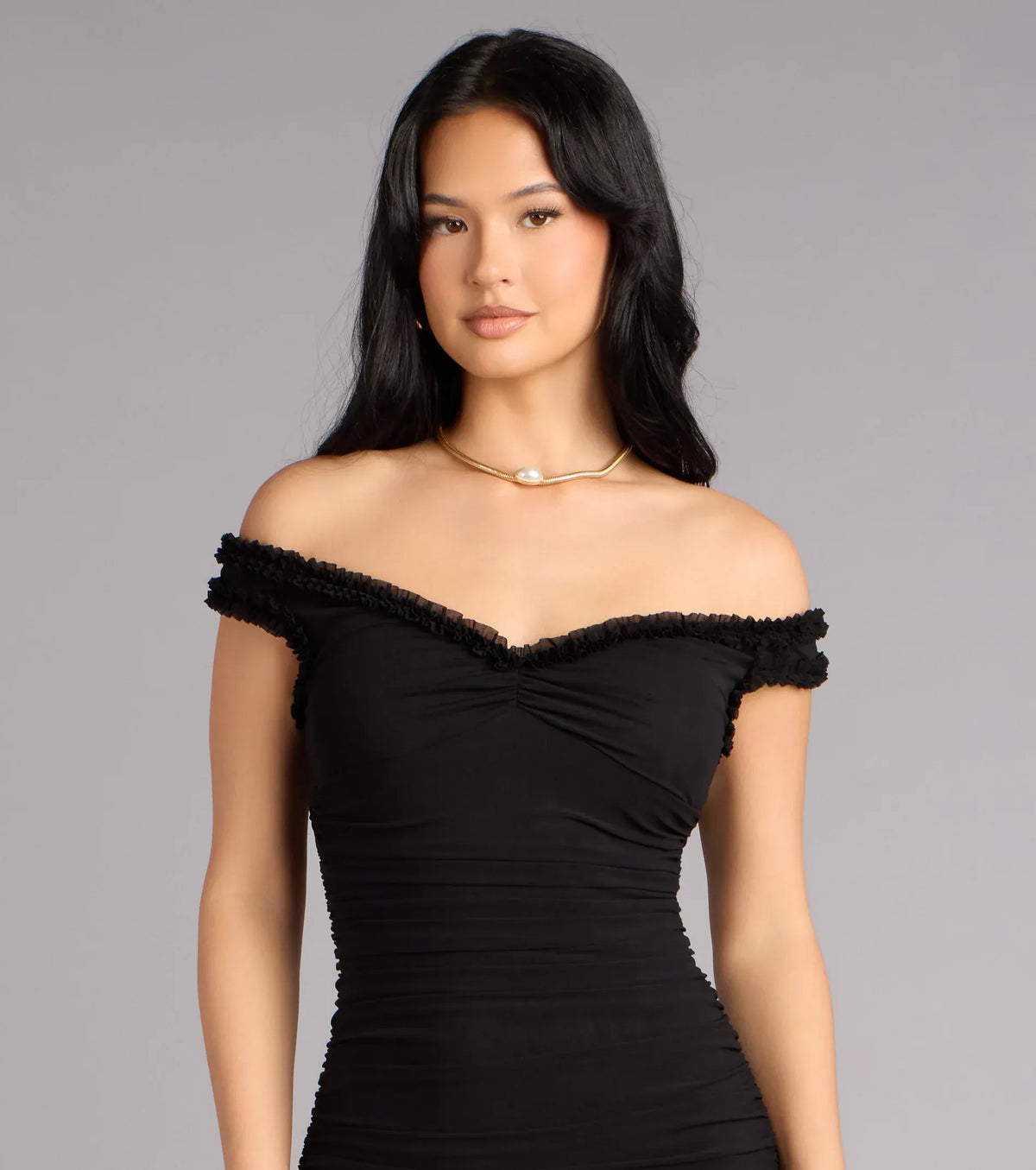 Black Mermaid Ruffled Floor-Length Wedding Dress - Yihuiw by Yihuiw