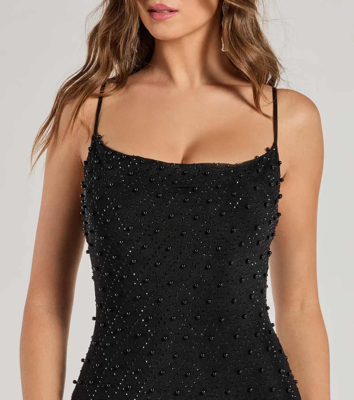 Black Mermaid Spaghetti Strap Beaded Floor-Length Wedding Dress - Yihuiw by Yihuiw