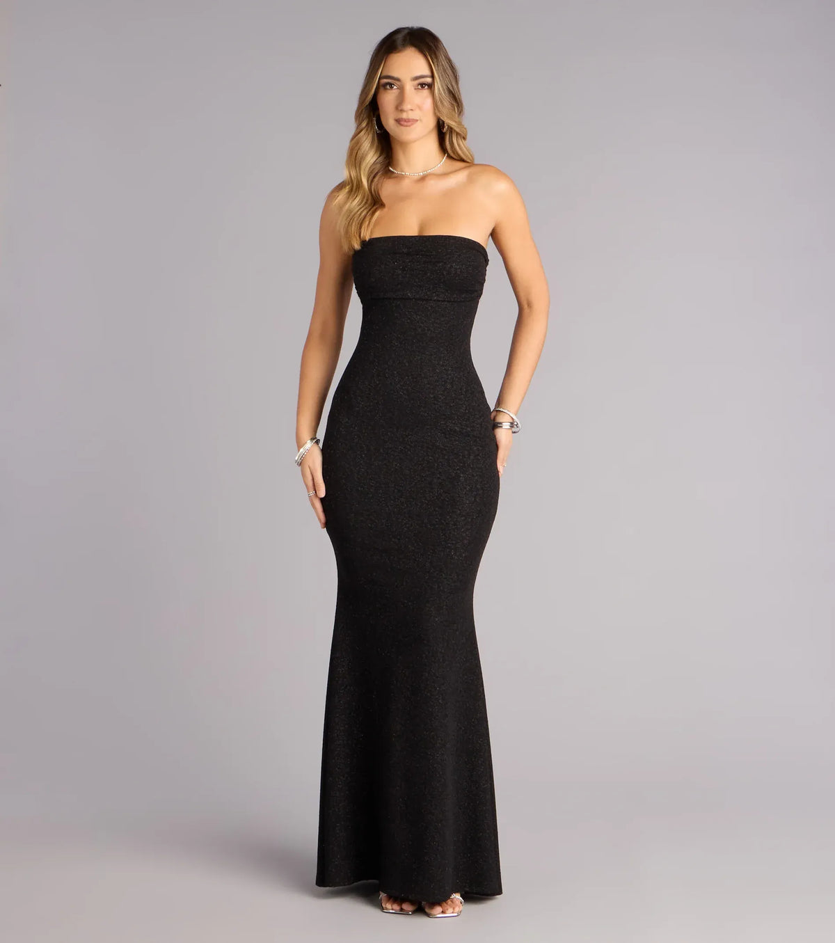 Black Mermaid Strapless Floor-Length Wedding Dress - Yihuiw by Yihuiw
