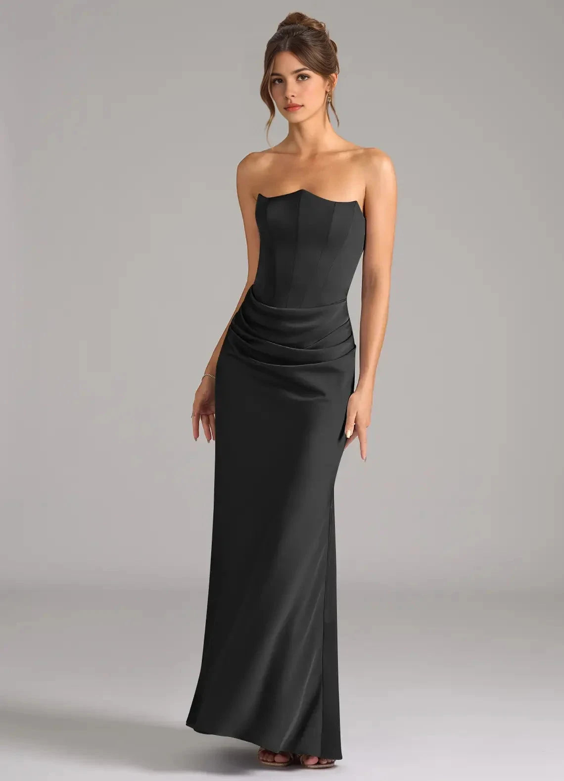 Rust Satin One-Shoulder Maxi Dress A-Line One Shoulder Metallic Satin Dress Bridesmaid Dresses by YiHuiw