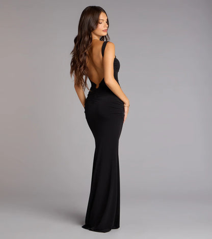 Black Mermaid Sweetheart Open Back High Slit Floor-Length Wedding Dress - Yihuiw by Yihuiw