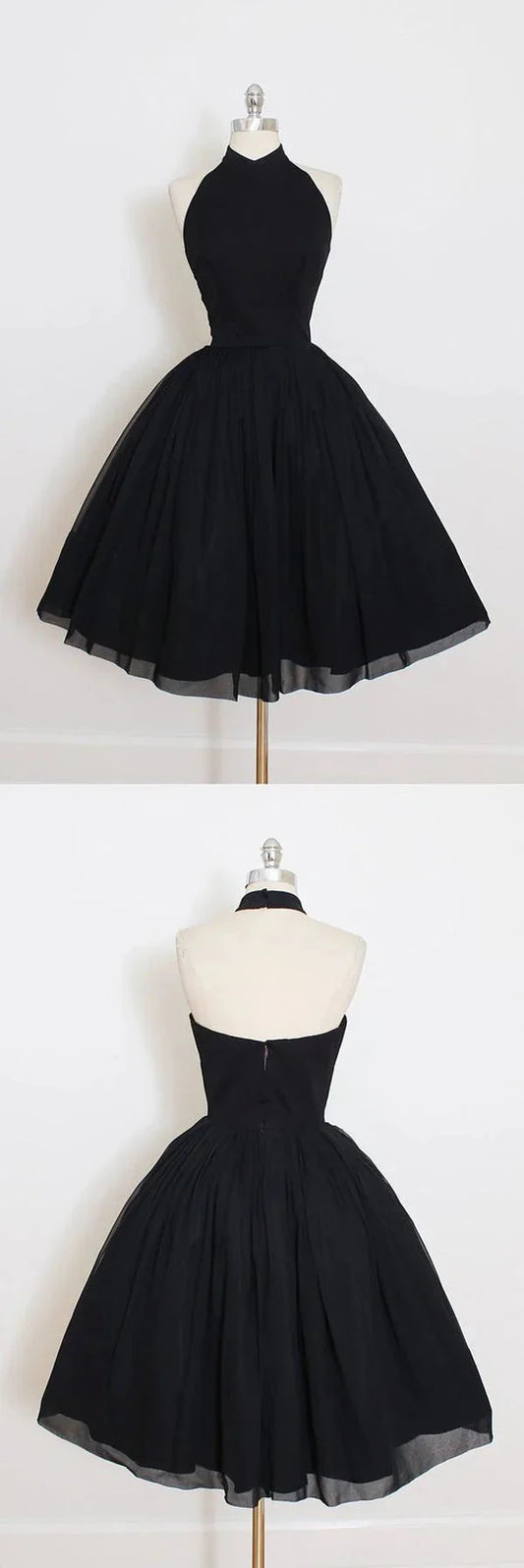 Black Halter Homecoming Dress,A Line Open Back Short Prom Dresses simple gentle atmospheric and unique desi Bring summer colors to enhance whiteness by YiHuiw