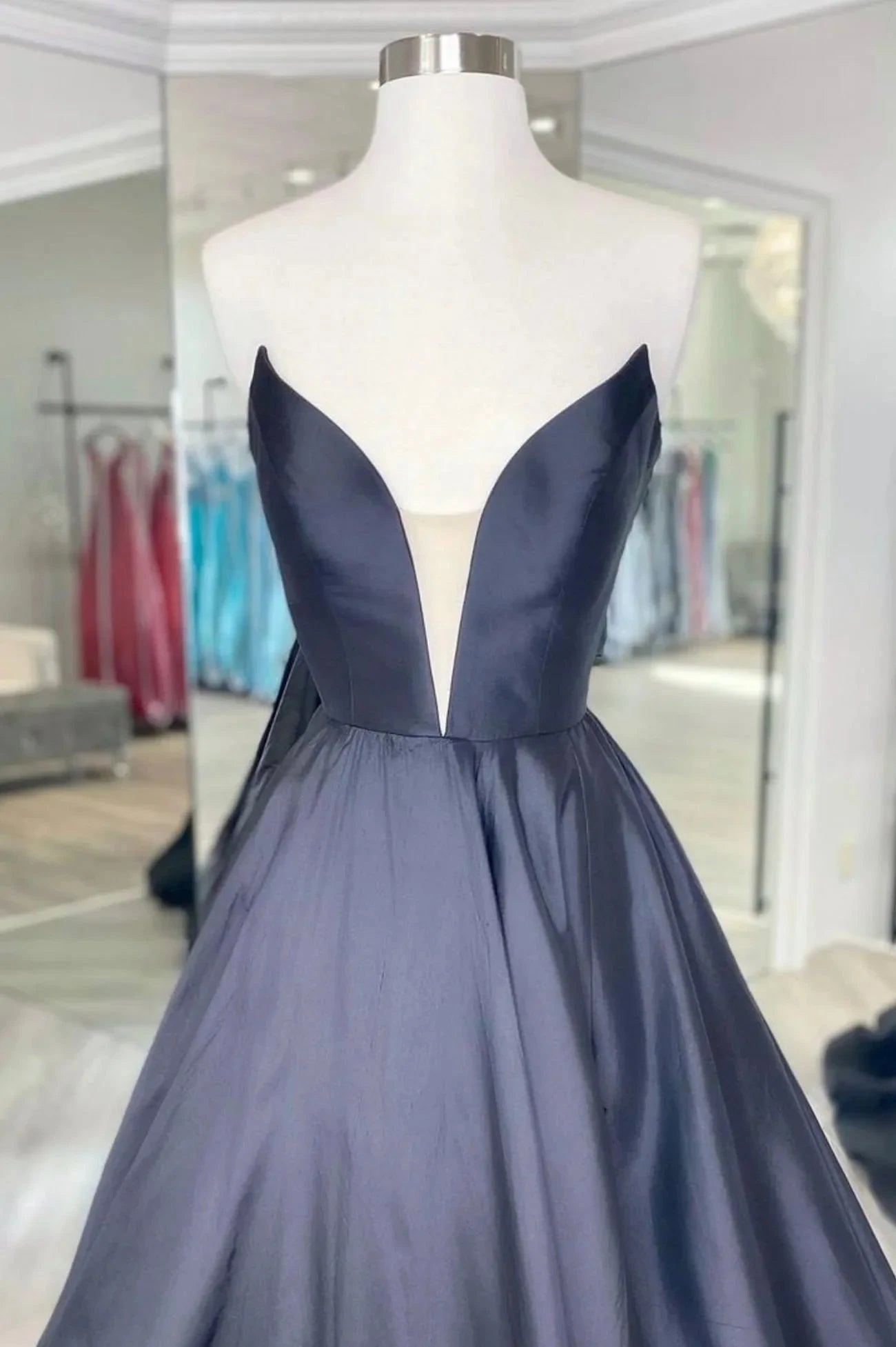 Black Satin Long A-Line Prom Dress,Women Evening Party Dresses simple gentle atmospheric and unique desi Bring summer colors to enhance whiteness by YiHuiw