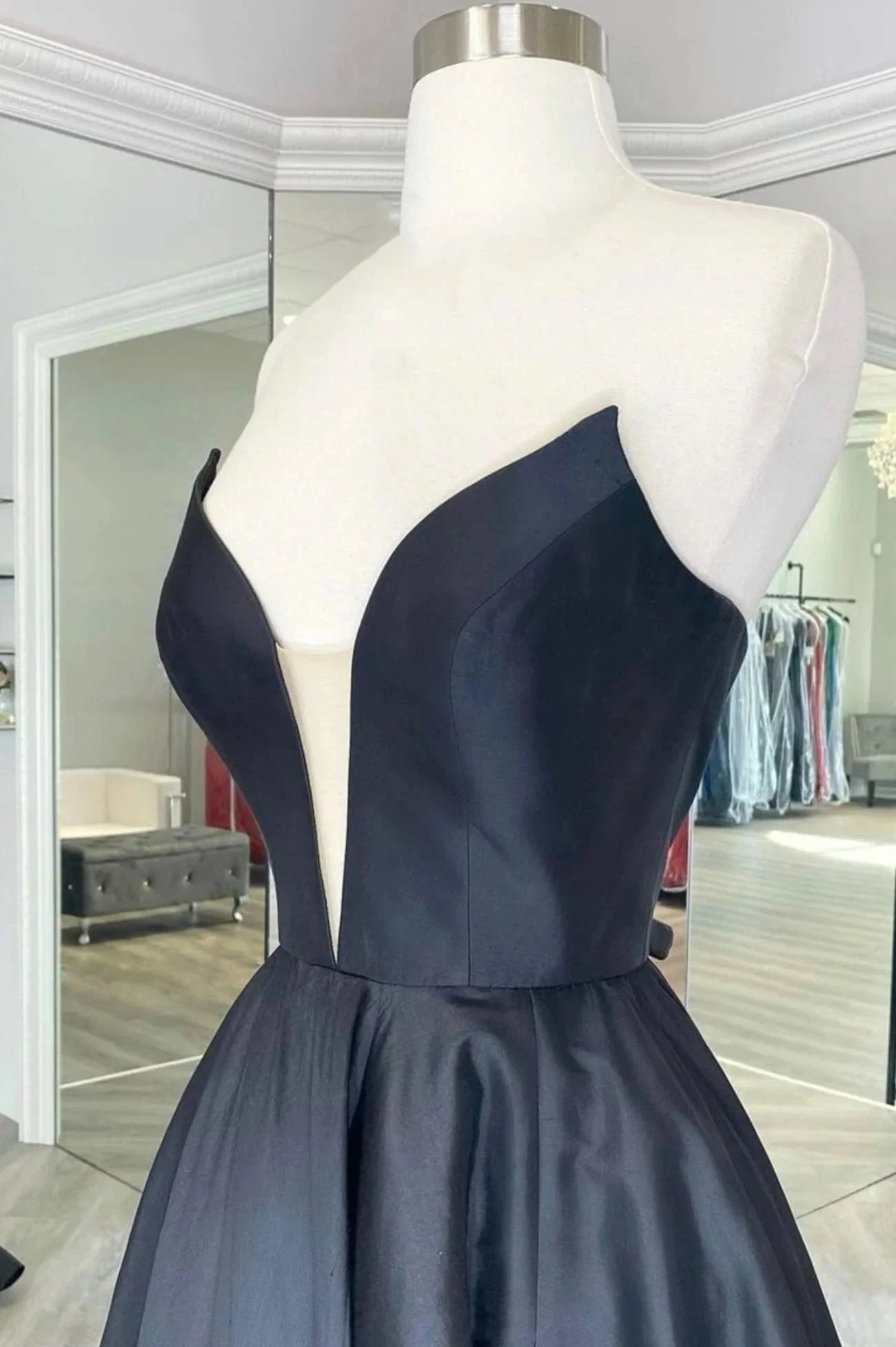Black Satin Long A-Line Prom Dress,Women Evening Party Dresses simple gentle atmospheric and unique desi Bring summer colors to enhance whiteness by YiHuiw