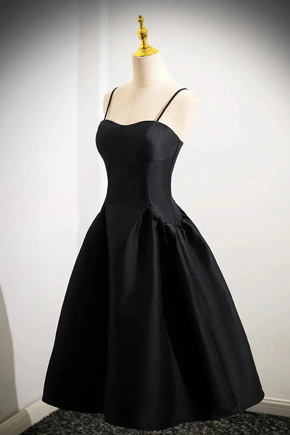 Black Spaghetti Strap Satin Short Prom Dress Simple A-Line Homecoming Party Dress simple gentle atmospheric and unique desi Bring summer colors to enhance white by YiHuiw