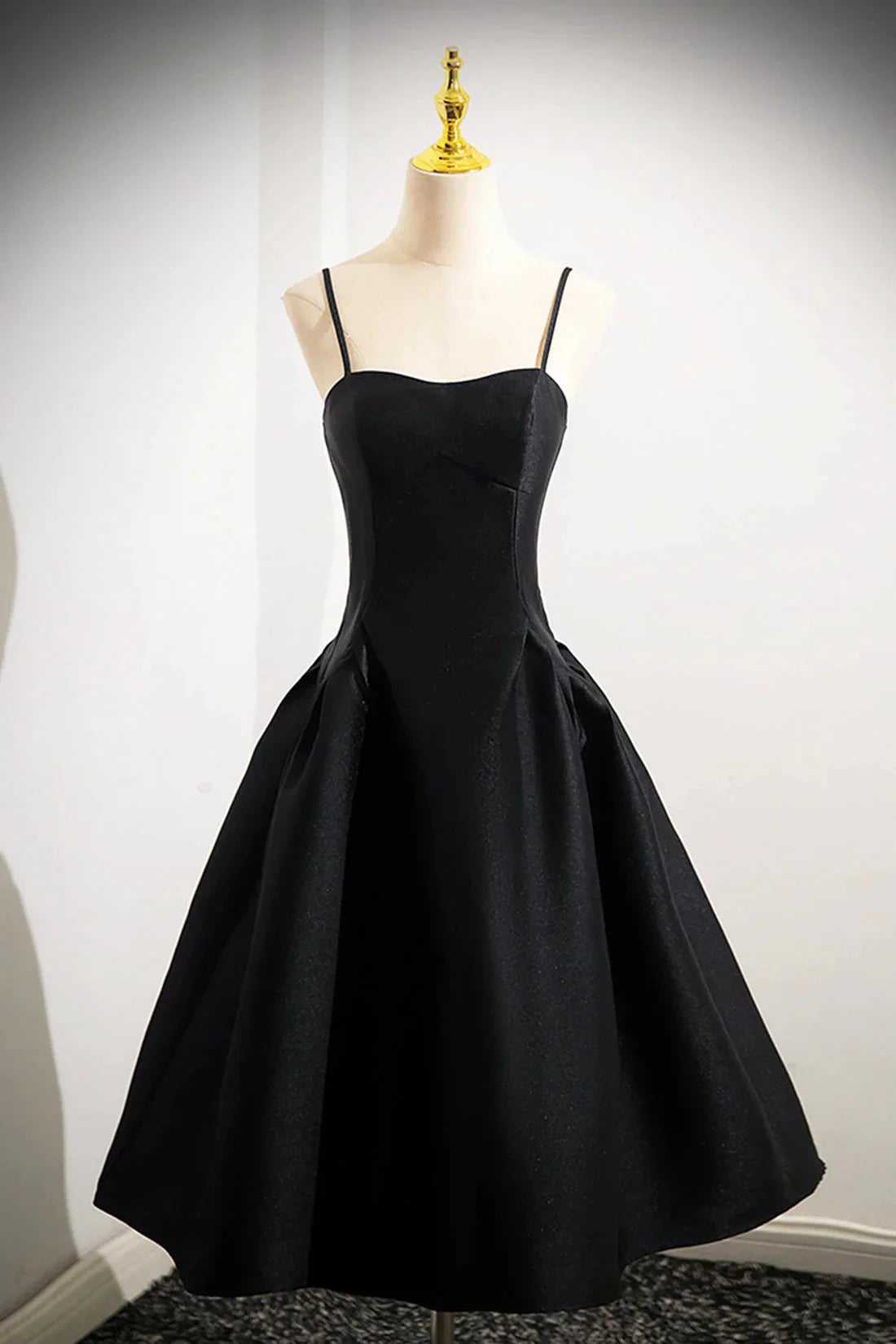 Black Spaghetti Strap Satin Short Prom Dress Simple A-Line Homecoming Party Dress simple gentle atmospheric and unique desi Bring summer colors to enhance white by YiHuiw
